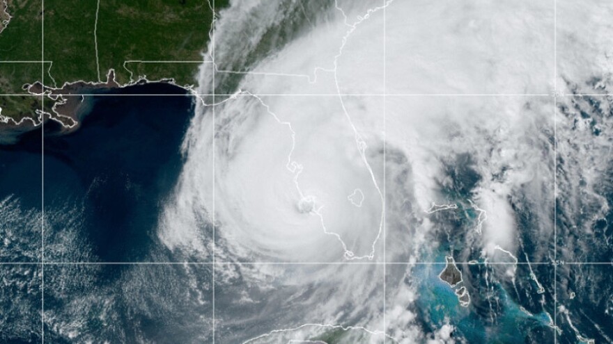 Satellite image of hurricane Ian passing over Florida